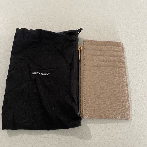 New saint Laurent cassandre matelasse fragments zipped bi-fold wallet beige - Picture 1 of 2